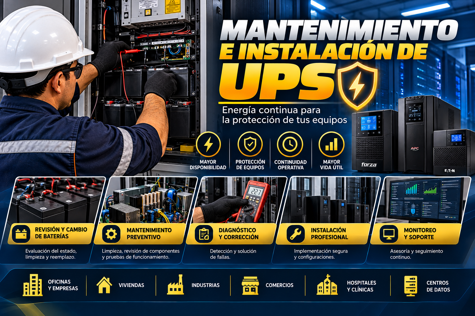 Mantenimiento e instalación de UPS